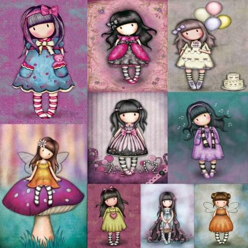 5D Diy Full Square Round Drill Diamond Painting Cartoon Fairy Girl Doll Resin Rhinestone Mosaic Art Picture Kits Home Decor