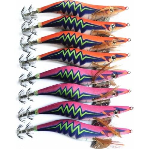 8Pcs Shrimp Lure Hard Bait Luminous Squid Jig Sea Fishing Lure 13.5cm/19.5g Shrimp Cuttlefish Squid Hook
