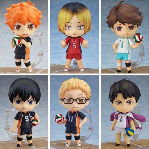 10cm Anime Haikyuu Hinata Shoyo Tobio Kageyama Oikawa Tooru Kozume Kenma Cute Manga Statue PVC Action Figure Model Toy Boy Gift