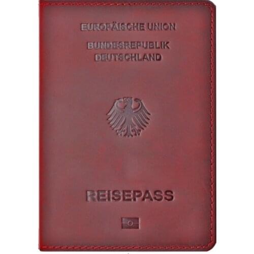 Free Engraved German Leather Passport Cover Travel Passport Case Men Retro Cover On The Passport Customized