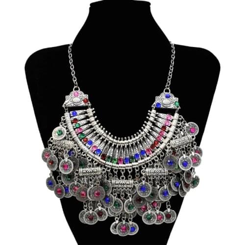 Exaggeration Fashion Personality Body Chain Metal Heavy Industry Multi-layer Coin Tassel Chest Chain Gemstone Accessories Girls