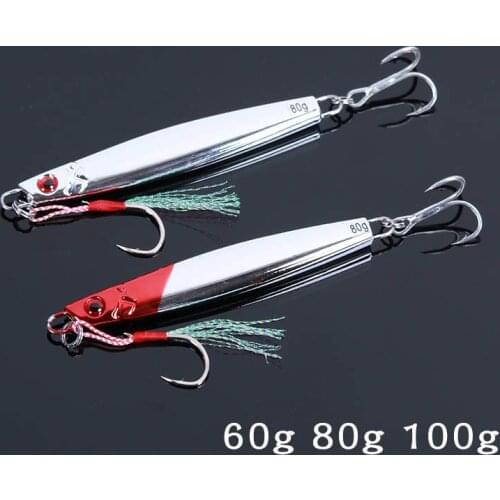 Jigging Lure Metal Inshore Casting Chrome Jig With Hooks 60g 80g 100g Jigs For Fishing