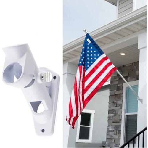Flagpole Wall Mount 2 Angle Flag Pole Holder Mounting Flagpole Windsock Base Aluminium Alloy White Multipurpose Bracket flags