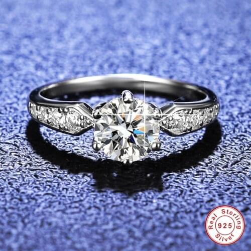 Goeki 925 Sterling Silver Passed Diamond Test Round Perfect Cut 1 ct D Color VVS1 Moissanite Cupids Arrow Ring Luxury Jewelry