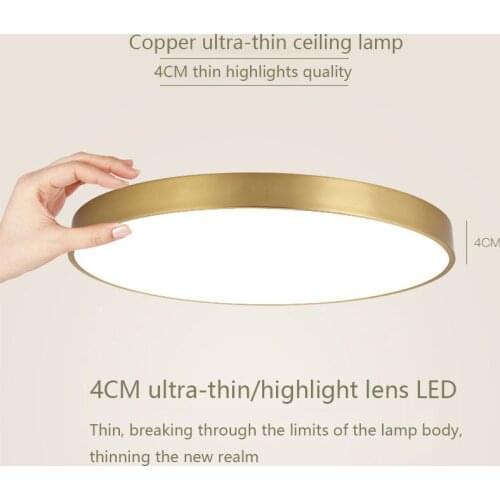 Nordic style lamps all copper ceiling lamp bedroom small living room lamp simple modern ultra-thin led balcony room