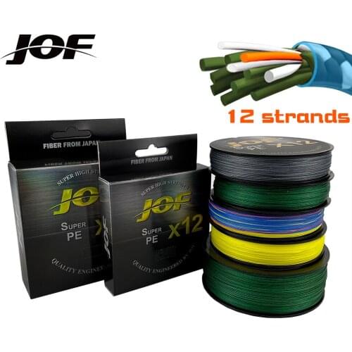 JOF Fishing Line 500M 300M 100M PE Multifilament Braided Fish Line 12 Strands 25lb-92lb Carp Fishing Rope Cord Pesca