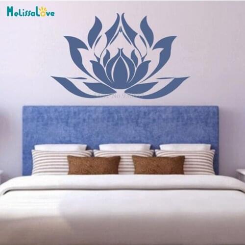 Lotus Flower Headboard Decal Living Room Bedroom Decors Yoga Om Sign Namaste Wallpaper BA819