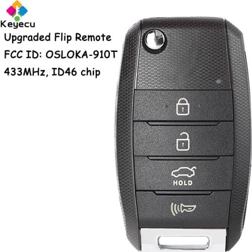 KEYECU Upgraded Keyless Entry Flip Remote Key With 433MHz & ID46 Chip - FOB for Kia Sorento 2016 2017 OSLOKA-910T 850F-OKA910T