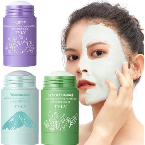 Cleansing Green Mask Stick Clay-stick Green Tea Mask Purifying Volcanic Mud Stick Oil Control Mud Mask Anti-acne Masks Sticks