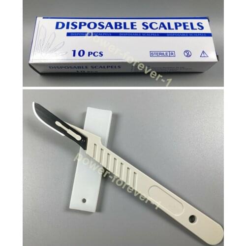 1~50Box Medical Scalpels Dental Disposable Sterile Surgical Blade 10# Plastic Handle Stainless Steel Scalpel Knives