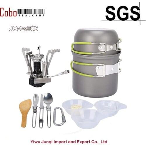 Outdoor Camping pan Hiking Cookware Backpacking Cooking Picnic Bowl Pot Pan Set 4/13 Piece Cookware Mess Kit Knife Spoon