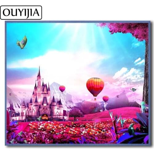 OUYIJIA Cartoon Castle Colorful Balloon Flower Mosaic 5D DIY Diamond Painting Embroidery Rhinestone Decoration Bird Cross Stitch