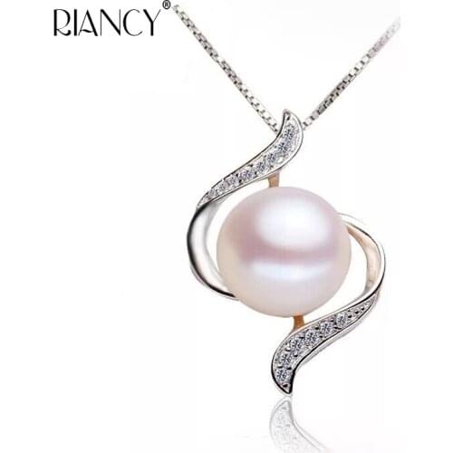 Fashion big pearl pendant necklace,925 sterling silver for women charm jewelry simple pearl pendant