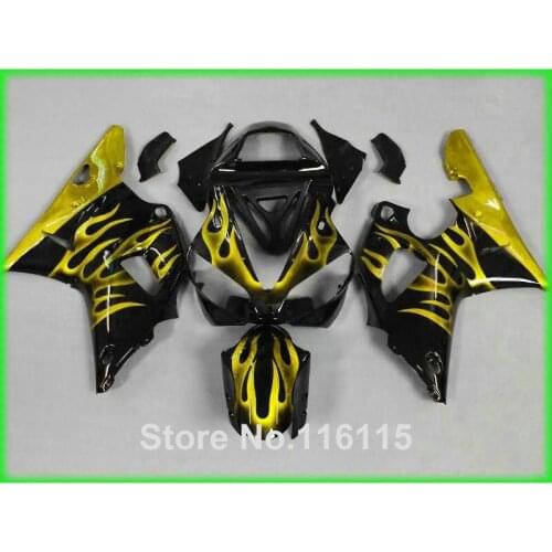 Plastic fairings set for YAMAHA R1 2000 2001 yellow flames black fairing kit YZF R1 00 01 body kits Injection molding 3177