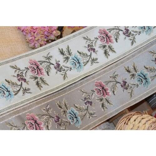 4yards/lot wide 9cm Woven Jacquard Ribbon classical big flowers rose pattern for curtain and clothing accessory LS-9903