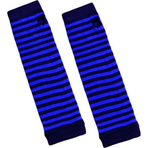Striped Arm Sleeve Knitted Tattoo Cover Up Thumbhole Stretchy Gloves Fingerless Sleeves Sport Arm Covers for Driving