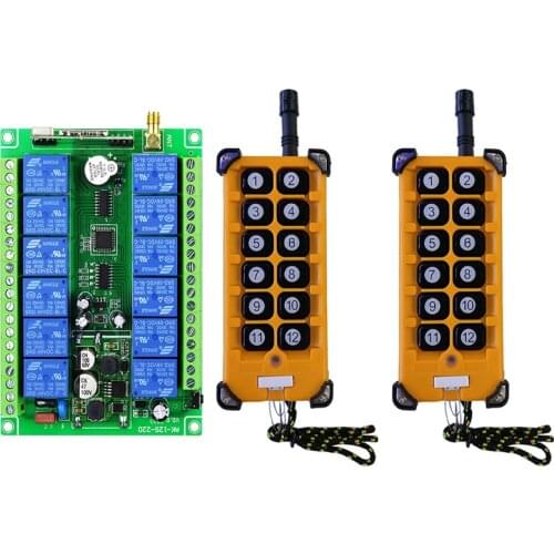 3000m DC 12V 24V 36V 48V 12CH Radio Controller RF Wireless Remote Control Overhead travelling crane System Receiver+Transmitter