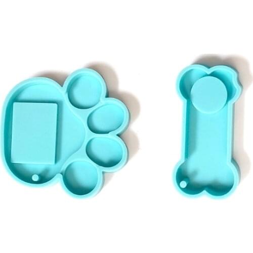 Dog Bone Paw Shaped Silicone Mold Pet Memorial Tombstone Key Chain Resin Mould T84A