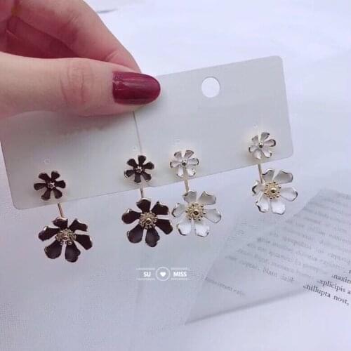 SU MISS Korean Style Cute Flower Stud Earrings For Women New Fashion Sweet Earrings Wholesale Jewelry