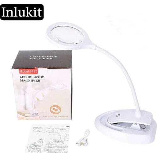 USB 3 model brightness optical lens 5-10X 15 LED lights desktop/clip-type reading repair magnifying glass TT5-10X