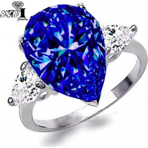 YaYI Jewelry Fashion Princess Cut 4.2 CT Blue Zircon Silver Color Engagement Rings wedding Rings Party Rings 622
