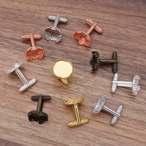 Cufflinks Base Mens Whorl Cuff Link Settings Round Crown Bezel 15mm 20mm Cabochons Cameo Bases Findings DIY Clothes Accessories