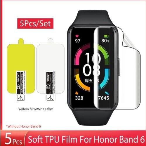 Smart Watch Screen Film for Huawei Honor Bracelet Band 6 Full Curved Nano Explosion Proof TPU Soft Screen Protector Film Band6