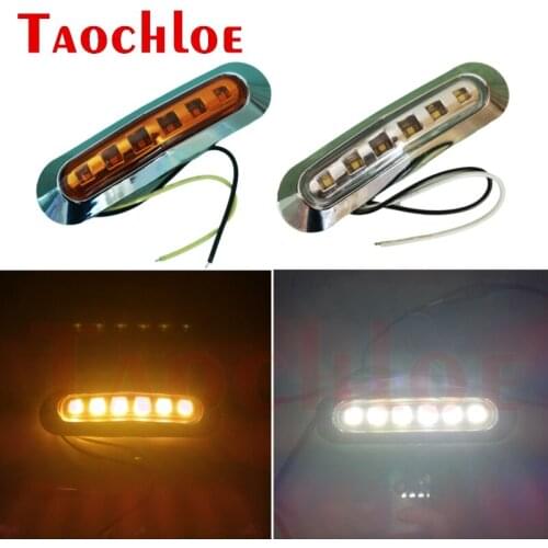10Pcs 12V 24V 6 LED Car Chrome Bezel LED Running Lights For Cars Bus Truck Lorry SUV Side Marker Lamp Turn Signals Indicator