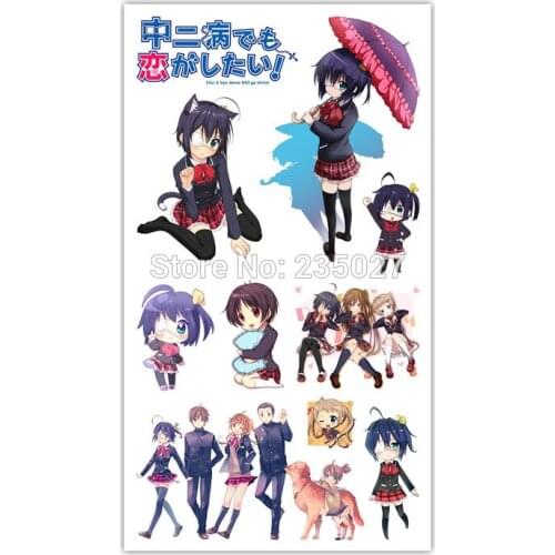 100 pcs/lot Anime Love Chunibyo & Other Delusions Tattoo Stickers Children Tattoos Paper For Kids Body Arm Anime Sticker
