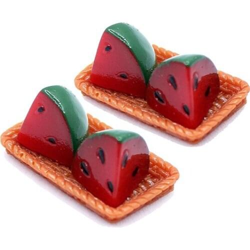 20pcs Resin Flatback Watermelon Decoration DIY Cabochon Fruit Cute Toys Phone Shell Scrapbooking For Embelliashments