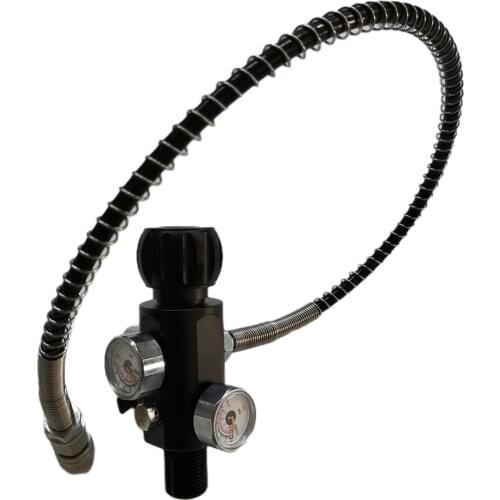 M18x1.5 PCP Tank Dual Gauge Charging Valve Air Filling Station Refill Adapter with 400bar 6000psi Gauge 50cm Hose