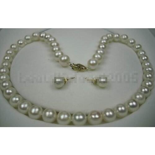 Free shipping Wholesale price charming natural 9-10mm akoya white AAA+ pearl sets jewelry