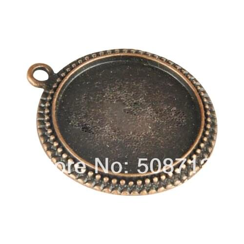 Free Ship!!! 50pcs Antique Copper Pendant Tray Blanks 1 inch - 25 mm Round Cabochon Settings