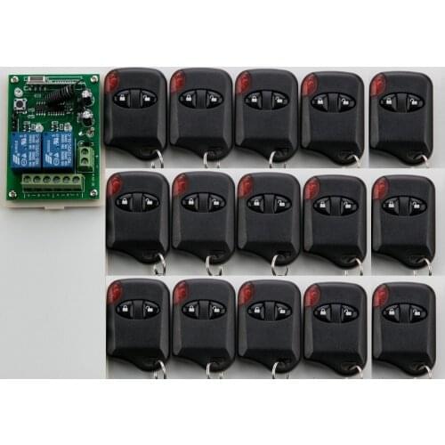 DC12V 2CH Wireless Remote Control Switch System LED light 1*Receiver + 15*cat eye Transmitters for Appliances Gate Garage Door
