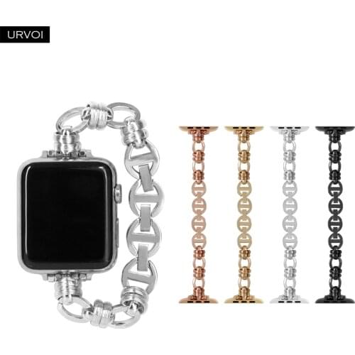 URVOI band for Apple Watch series 6 SE 5 4 3 2 1 metal Slim strap for iWatch modern design stainless steel link bracelet wrist
