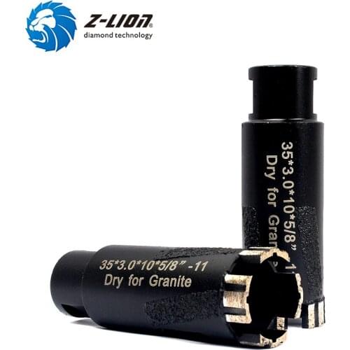 Z-LION Diamond Dry Core Bit For Granite 1 Piece D35mm 5/8-11 Drill Bit With Vacuum Brazed Dry Drilling Grinding Abrasive Tool