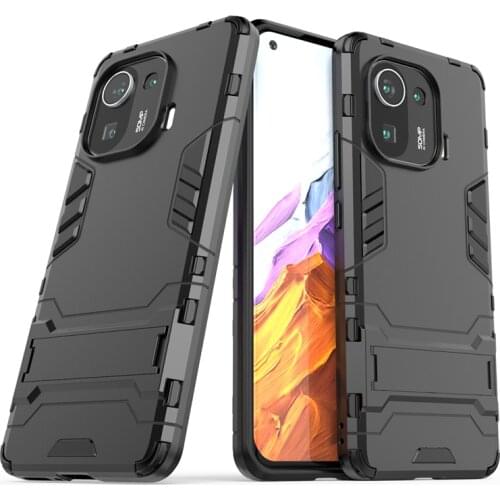For Xiaomi Mi 11 Pro Case Cover for Xiaomi Mi 11 Pro Ultra Lite Rubber Kickstand Shell Robot Armor Funda Capa Hard PC Phone Case