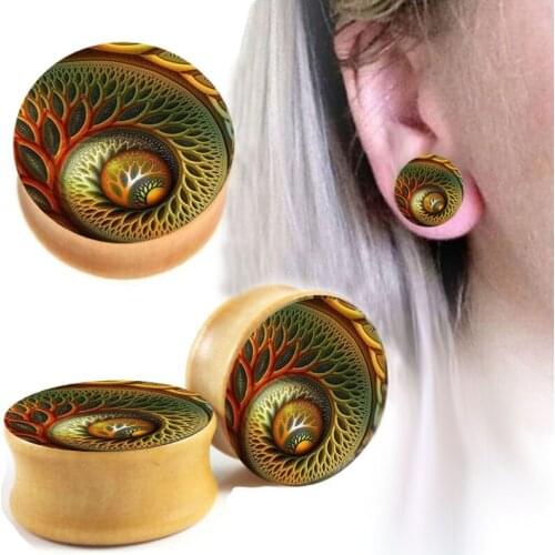 Fanpeijy Wood Ear Gauges Plugs and Tunnels 6mm-16m Ear Stretcher Expander Saddle Plug Piercing Jewelry Wooden Tunnel for ear