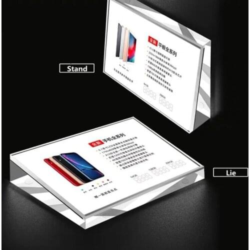 A5 No Magnet Slant Back Acrylic Sign Holder Stand Frame Paper Price Pictures Display Stands Cell-phone Advertising On Desk