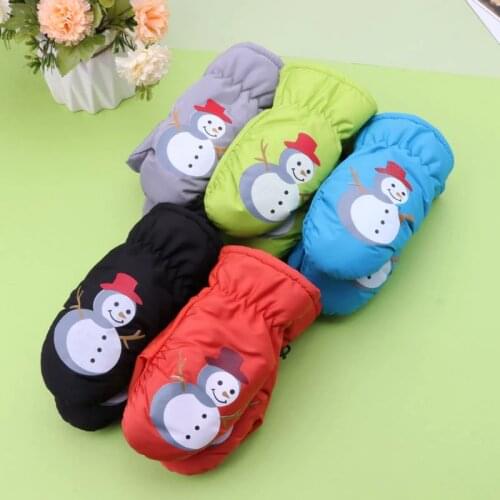 Children Winter Warm Gloves Boys Girls Sports Waterproof Windproof Non-slip Snow Mittens Extended Wrist Outdoor Gloves