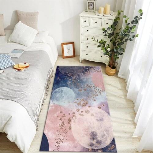 Dream Pink Childrens Mat For Girl Room Long Bedside Mat Nordic Flannel Bathroom Mat Non-slip Waterabsent Washable Hallway Mat