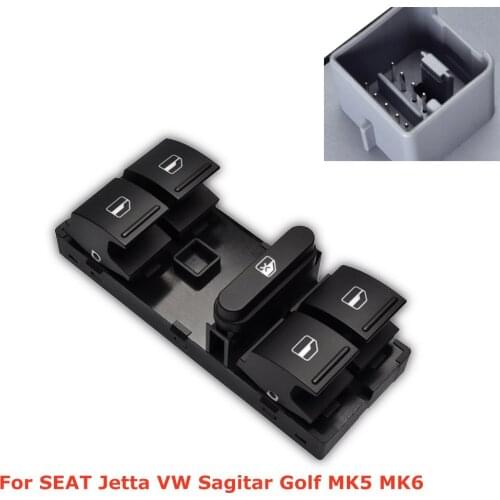Electric Master Window Switch Button For SEAT Jetta VW Sagitar Golf MK5 MK6 Tiguan Touran Passat B6 B7 1K4959857B