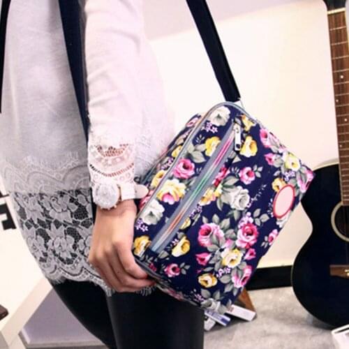 Women Canvas Crossbody Bag Floral Print Messenger Bag Shoulder Handbag Satchels Female Travel Cross Body Bag for Girls