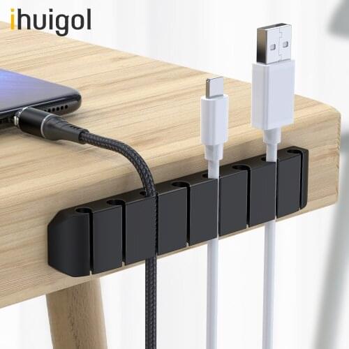 Ihuigol 1/2/4/6/8 Holes Desktop Silicone Cable Organizer Tidy Cable Management Clips For Keyboard Mouse Earphone Cable Protector