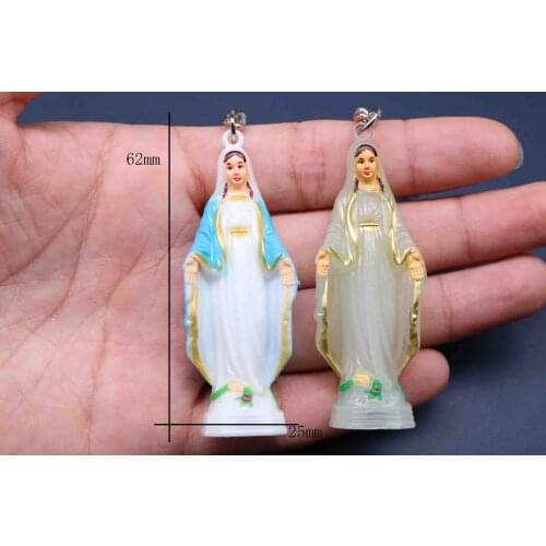 Catholic plastic blue Maria key chain. Plastic Paris Virgin Mary Keychain, Plastic Virgin Mary. Key ring holder medal