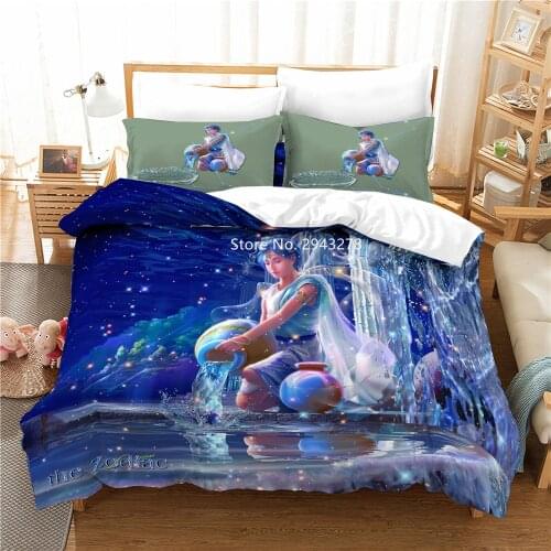 3D-printed Twelve Zodiac Signs Bedding Set Cool Duvet Quilt Cover Pillowcase Home Textiles Children & Adult Bedroom Decor