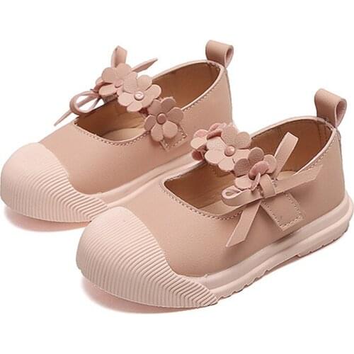 Skoex Children Pu Leather Shoes Girl Fashion Sneakers Flowers Little Girl Princess Shoes Soft Sole Kids Toddler Flat Casual Shoe