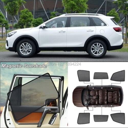 Car Full Side Windows Magnetic Sun Shade UV Protection Ray Blocking Mesh Visor For Kia KX7 2017