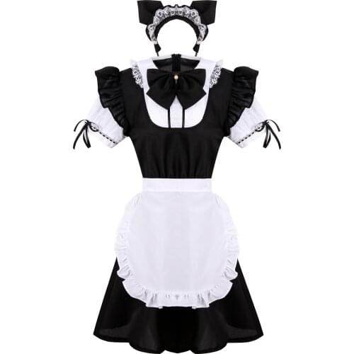 Sweet Lolita Dress Costume Halloween Cosplay For Girls French Maid Cosplay Sexy Womens Maid Dress Maids Outfit