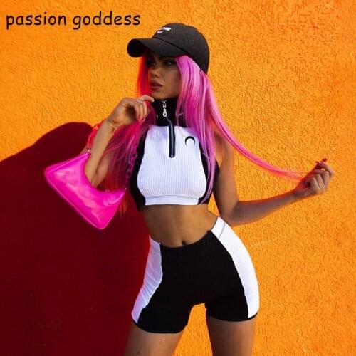 New Suit Summer Streetwear Skinny Sexy Two Piece Set Womens Outfits Sleeveless Crop Tank Top and Elastic Waist Shorts Tracksuits